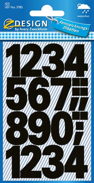 Avery etiqueta manual de número 0-9, 25 mm preto, 48 unidades.